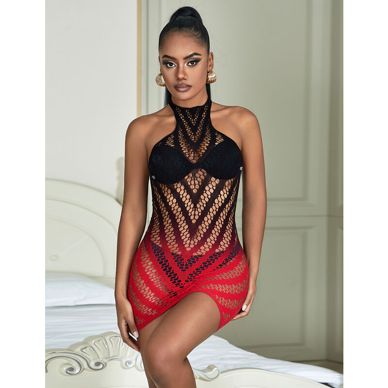 SUBBLIME - 952242 ROBE RÉSILLE ÉLASTIQUE DÉGRADÉ ROUGE ET NOIR TAILLE UNIQUE SUBBLIME DRESSES