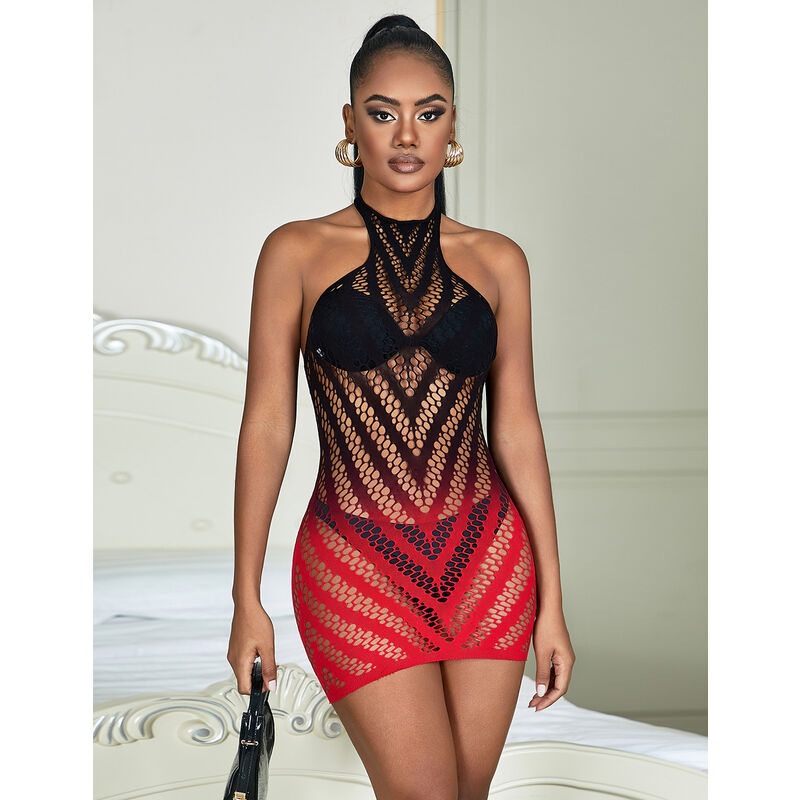 SUBBLIME - 952242 ROBE RÉSILLE ÉLASTIQUE DÉGRADÉ ROUGE ET NOIR TAILLE UNIQUE SUBBLIME DRESSES