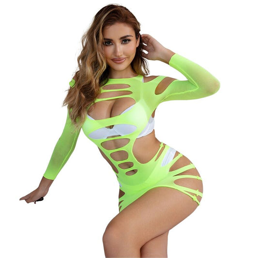 SUBBLIME - 952280 ROBE RÉSILLE ÉLASTIQUE MANCHES LONGUES VERT TAILLE UNIQUE SUBBLIME DRESSES