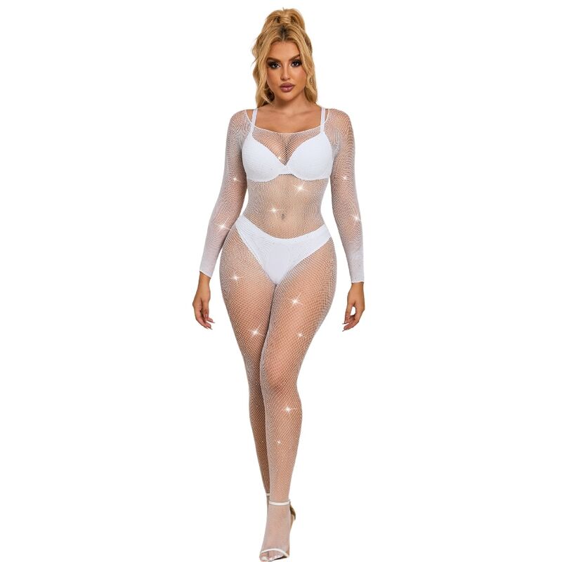 SUBBLIME - 952396 BODYSTOCKING RESILLE AVEC LOSANGES MANCHES LONGUES BLANC TAILLE UNIQUE SUBBLIME BODYSTOCKINGS
