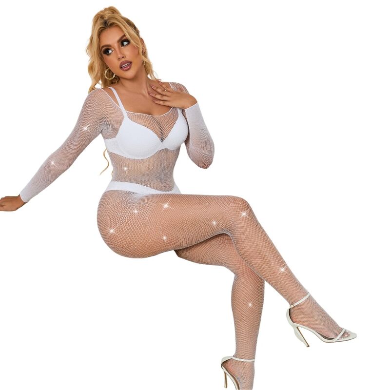 SUBBLIME - 952396 BODYSTOCKING RESILLE AVEC LOSANGES MANCHES LONGUES BLANC TAILLE UNIQUE SUBBLIME BODYSTOCKINGS