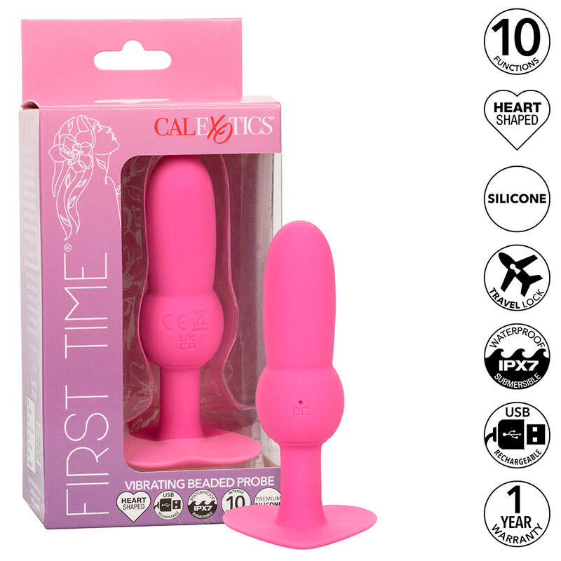 CALEXOTICS - FIRST TIME SONDE ANAL PLUG PERLÉE 10 VIBRATIONS ROSE CALEXOTICS