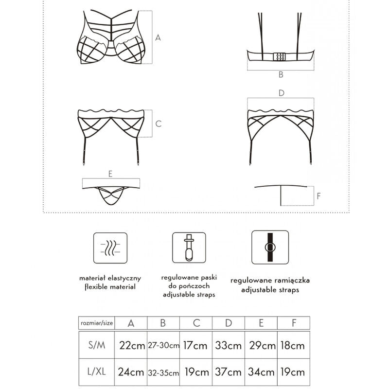LIVCO CORSETTI FASHION - SOLEDAD LC 20217 SOUTIEN-GORGE + CULOTTE + JARRETIÈRE S/M LIVCO CORSETTI SETS