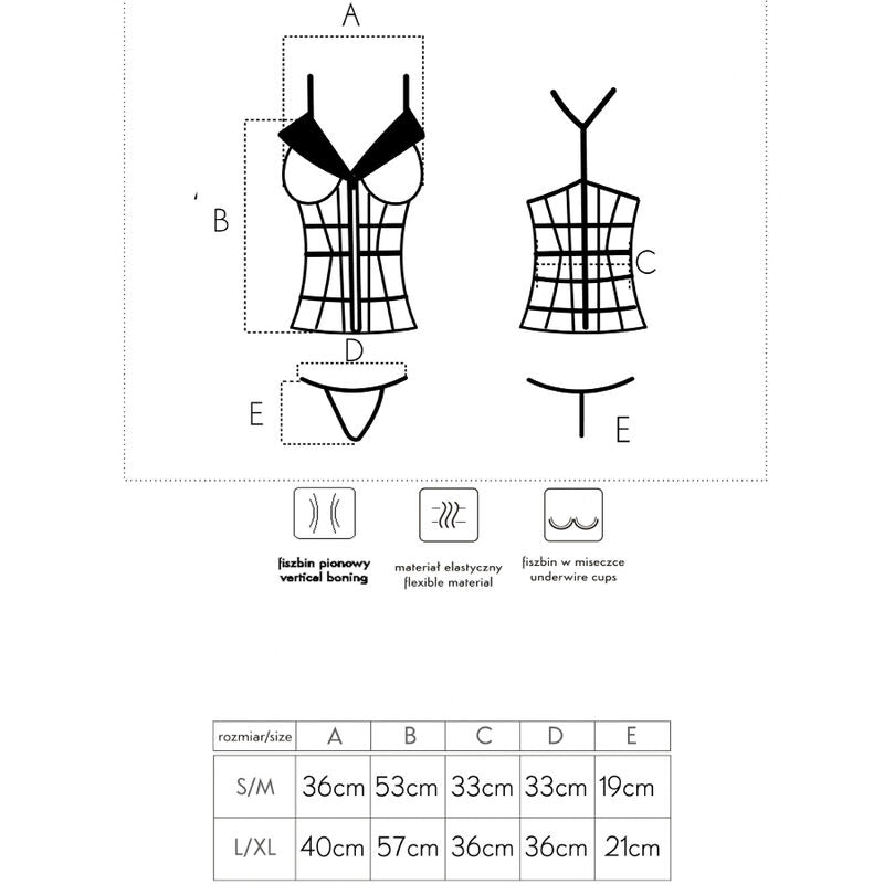 LIVCO CORSETTI FASHION - LAURA LC 20215 CORSET + STRING S/M LIVCO CORSETTI SETS