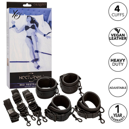 CALEXOTICS - NOCTURNAL CEINTURE DE LIT RÉGLABLE EN CUIR NOIR CALEXOTICS