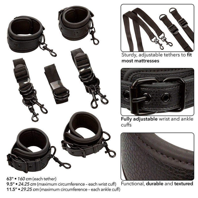 CALEXOTICS - NOCTURNAL CEINTURE DE LIT RÉGLABLE EN CUIR NOIR CALEXOTICS