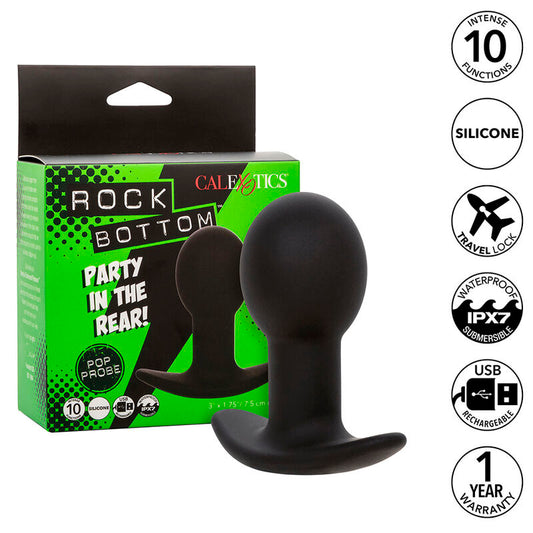 CALEXOTICS - ROCK BOTTOM PLUG ANAL 10 VIBRATIONS SILICONE NOIR CALEXOTICS
