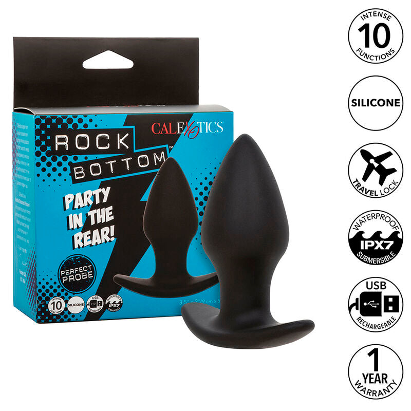 CALEXOTICS - ROCK BOTTOM PLUG ANAL PARFAIT 10 VIBRATIONS SILICONE NOIR CALEXOTICS