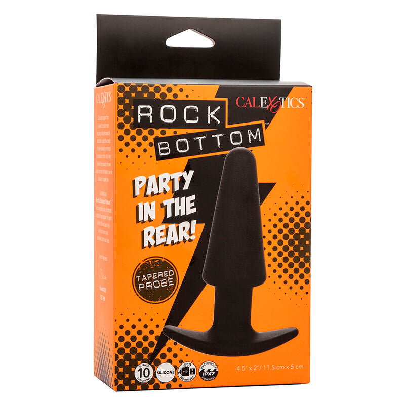 CALEXOTICS - ROCK BOTTOM TAPERED ANAL PLUG 10 VIBRATIONS SILICONE NOIR CALEXOTICS
