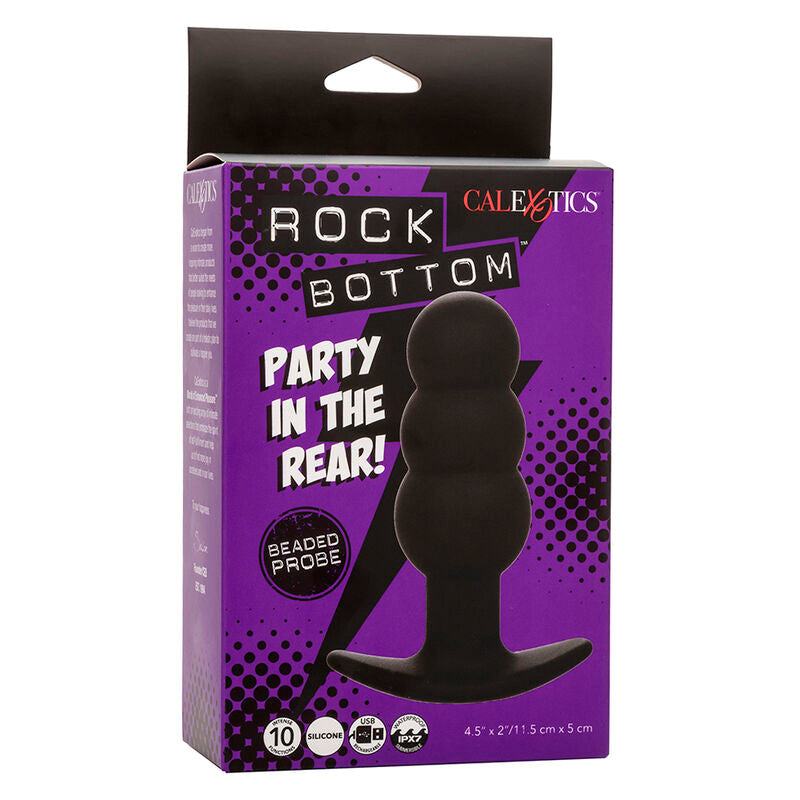 CALEXOTICS - ROCK BOTTOM PLUG ANAL PERLÉ 10 VIBRATIONS SILICONE NOIR CALEXOTICS