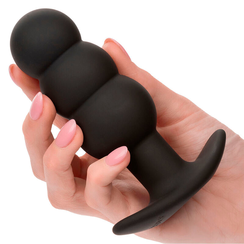 CALEXOTICS - ROCK BOTTOM PLUG ANAL PERLÉ 10 VIBRATIONS SILICONE NOIR CALEXOTICS