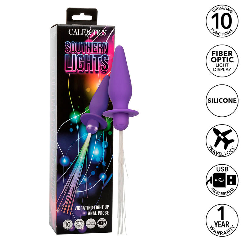 CALEXOTICS - SOUTHERN LIGHTS LIGHT UP PLUG ANAL10 VIBRATIONS SILICONE VIOLET CALEXOTICS