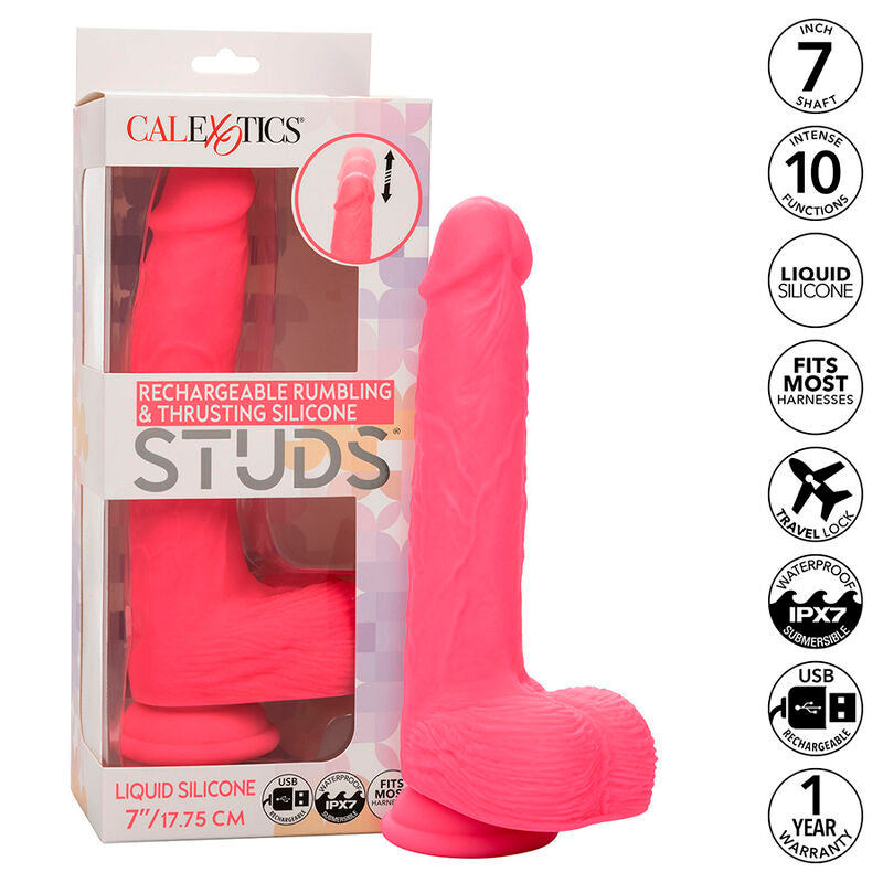 CALEXOTICS - STUDS VIBRATEUR RÉALISTE 10 VIBRATIONS ROSE CALEXOTICS