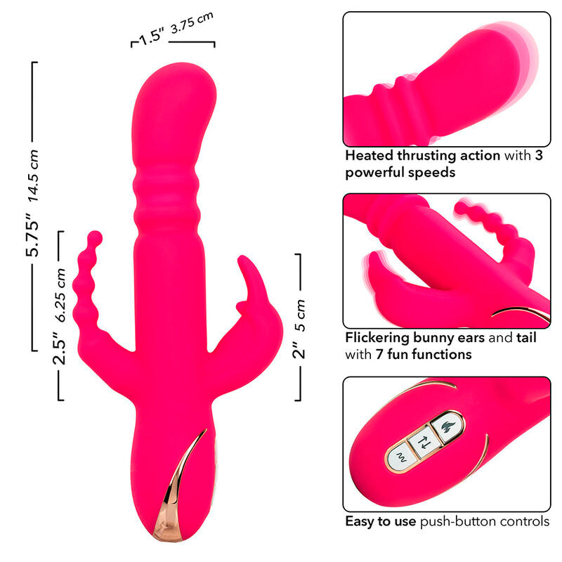 CALEXOTICS - JACK FANTASY TRIPLE VIBRATEUR CHAUFFANT LAPIN ROSE CALEXOTICS