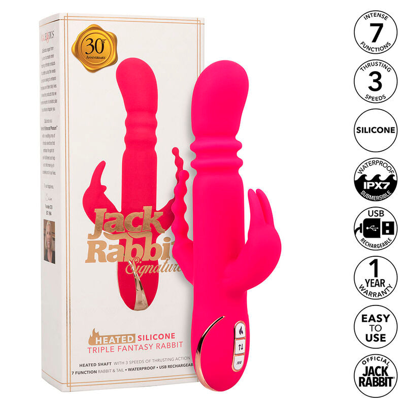 CALEXOTICS - JACK FANTASY TRIPLE VIBRATEUR CHAUFFANT LAPIN ROSE CALEXOTICS