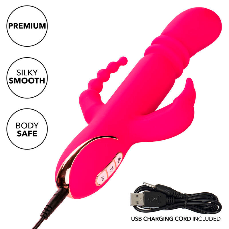 CALEXOTICS - JACK FANTASY TRIPLE VIBRATEUR CHAUFFANT LAPIN ROSE CALEXOTICS