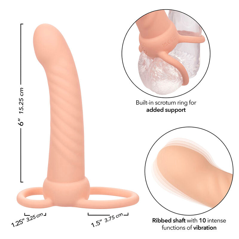 CALEXOTICS - MAXX DOUBLE PÉNÉTRATEUR NERVURÉ 10 VIBRATIONS FLESH CALEXOTICS