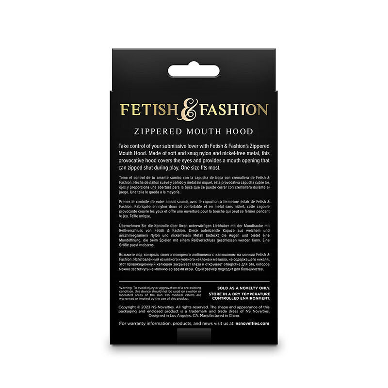 NS NOVELTIES - FETISH & FASHION CAGOULE FERMÉE À FERMETURE ÉCLAIR NYLON NOIR NS NOVELTIES