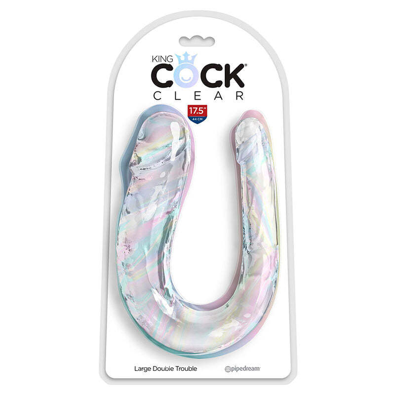 KING COCK - DOUBLE TROUBLE DOUBLE GODE 44 CM TRANSPARENT KING COCK