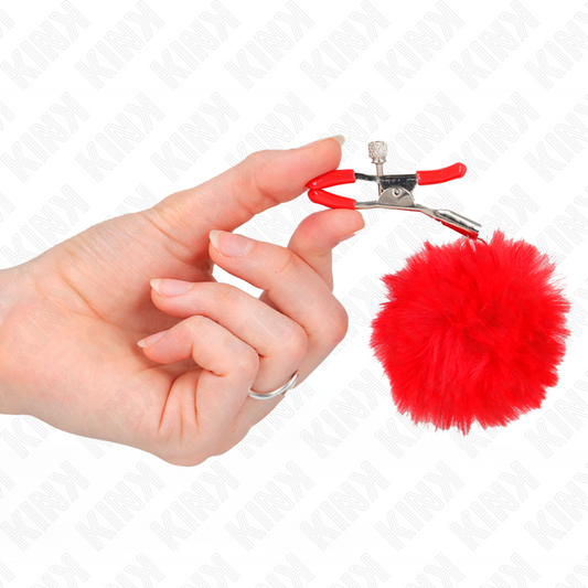 KINK - PINCE A METON BOULE FAUSSE FOURRURE ROUGE 6 CM KINK NIPPLE GRIP