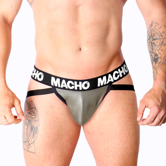 MACHO - MX27GR JOCK CUIR GRIS BEIGE S MACHO UNDERWEAR
