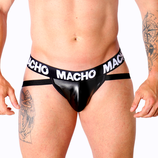 MACHO - MX25NC JOCK CUIR NOIR S MACHO UNDERWEAR