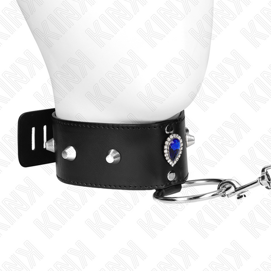 KINK - COLLIER 65 CM AVEC BRACELET AVEC DIAMANTS BLEU AJUSTABLE 36-43 CM X 5 CM KINK COLLAR & GAG