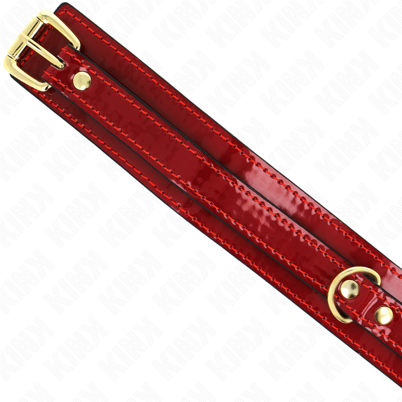KINK - COLLIER AJUSTABLE ROUGE VIN AVEC DÉTAILS DORÉS 29-42,5 CM X 4 CM KINK COLLAR & GAG