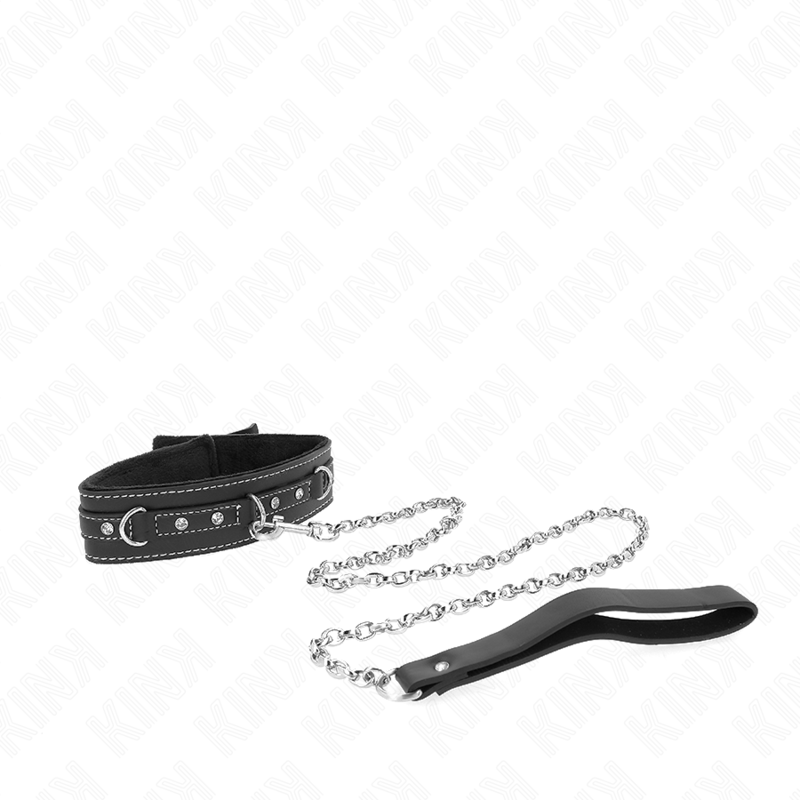 KINK - COLLIER EN CUIR PVC AVEC CEINTURE 105 CM RIVET STRASS 41,5 X 4 CM KINK COLLAR & GAG