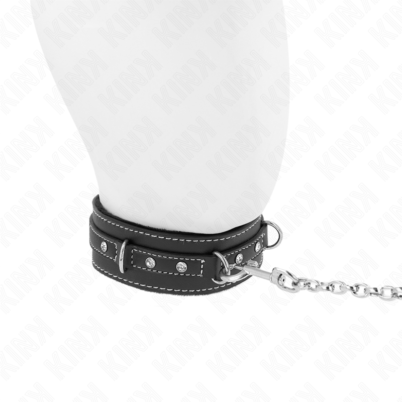 KINK - COLLIER EN CUIR PVC AVEC CEINTURE 105 CM RIVET STRASS 41,5 X 4 CM KINK COLLAR & GAG