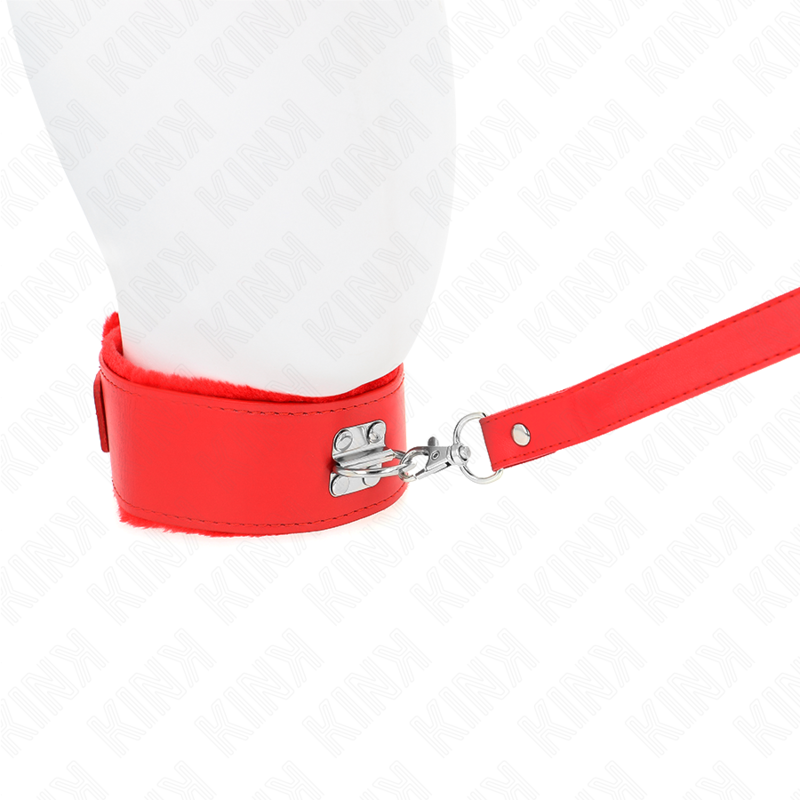 KINK - COLLIER AVEC LAISSE 116 CM AVEC CLOUS ARGENTÉS MODÈLE 4 ROUGE AJUSTABLE 40-48 CM X 6 CM KINK COLLAR & GAG