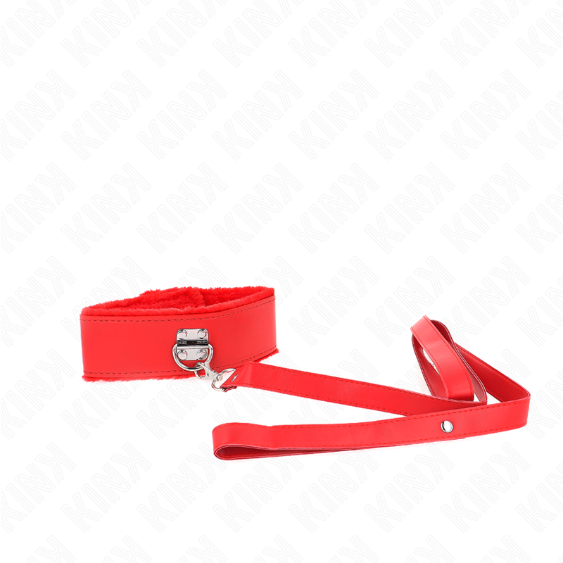KINK - COLLIER AVEC LAISSE 116 CM AVEC CLOUS ARGENTÉS MODÈLE 4 ROUGE AJUSTABLE 40-48 CM X 6 CM KINK COLLAR & GAG