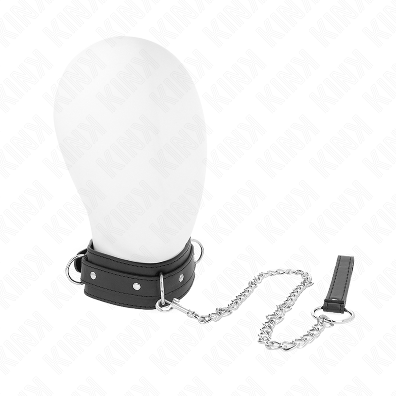 KINK - COLLIER AVEC LAISSE 65 CM 3 ANNEAUX MODÈLE 1 RÉGLABLE 38-49 CM X 5 CM KINK COLLAR & GAG