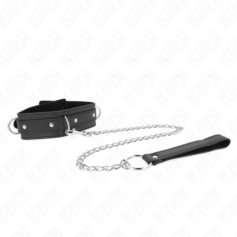 KINK - COLLIER AVEC LAISSE 65 CM 3 ANNEAUX MODÈLE 1 RÉGLABLE 38-49 CM X 5 CM KINK COLLAR & GAG