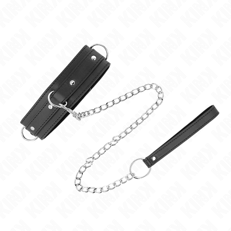KINK - COLLIER AVEC LAISSE 65 CM 3 ANNEAUX MODÈLE 1 RÉGLABLE 38-49 CM X 5 CM KINK COLLAR & GAG
