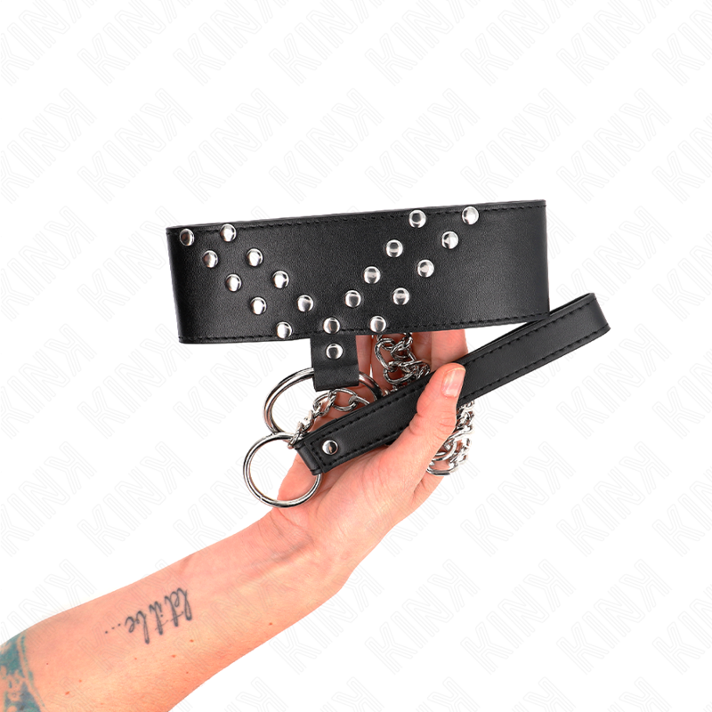 KINK - COLLIER AVEC CEINTURE 65 CM AVEC RIVET V RÉGLABLE 36-43 CM X 5 CM KINK COLLAR & GAG