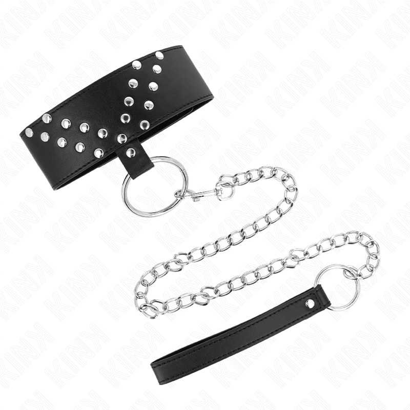 KINK - COLLIER AVEC CEINTURE 65 CM AVEC RIVET V RÉGLABLE 36-43 CM X 5 CM KINK COLLAR & GAG