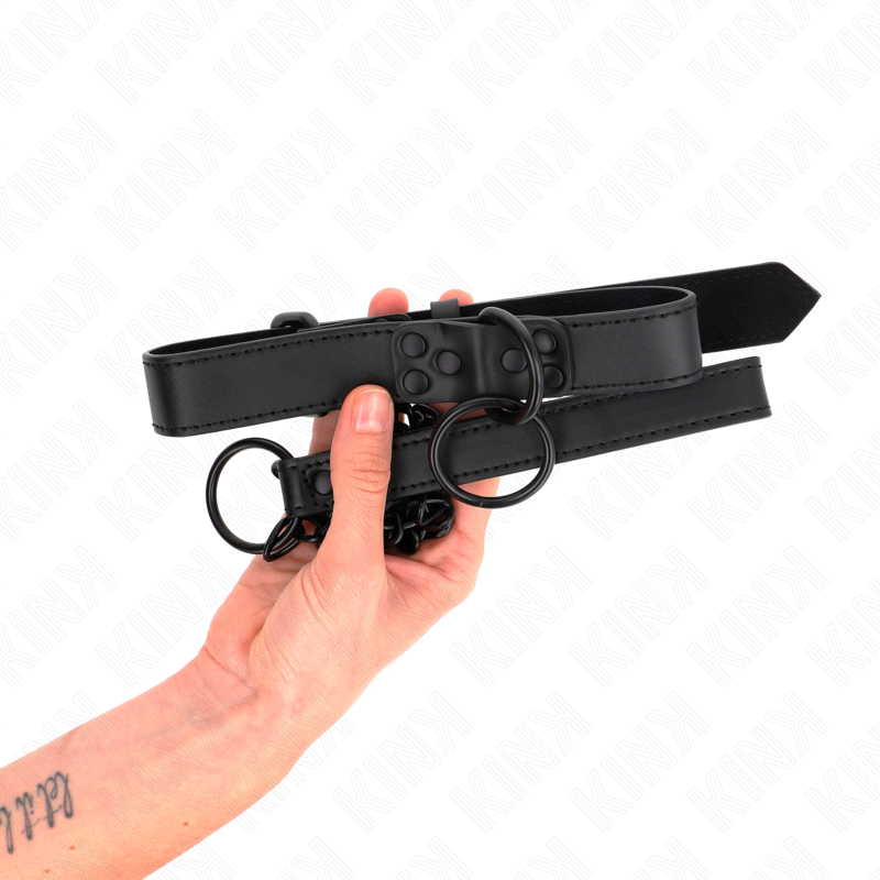 KINK - COLLIER AVEC LAISSE FONCÉE 65 CM AJUSTABLE 37-54 CM X 3 CM KINK COLLAR & GAG