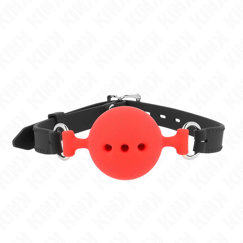 KINK - BÂILLON ENTIÈREMENT SILICONE 55 x 2 CM AVEC BOULE DE 5 CM TAILLE L ROUGE AJUSTABLE 35-51 CM KINK COLLAR & GAG