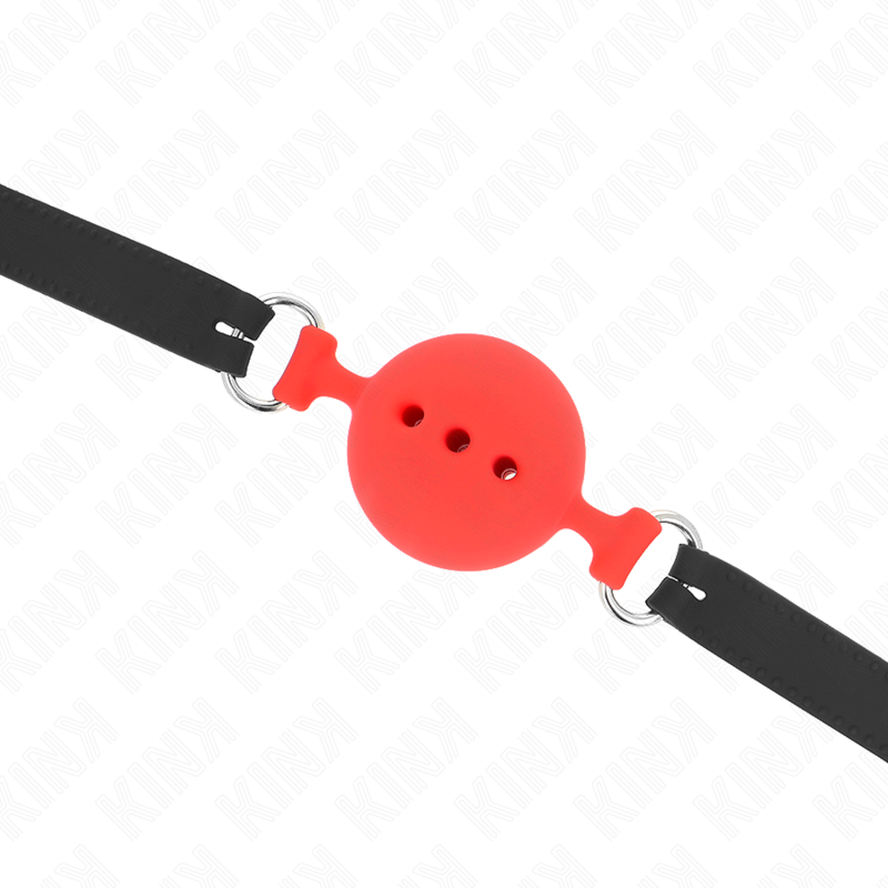 KINK - BÂILLON ENTIÈREMENT SILICONE 55 x 2 CM AVEC BOULE DE 5 CM TAILLE L ROUGE AJUSTABLE 35-51 CM KINK COLLAR & GAG