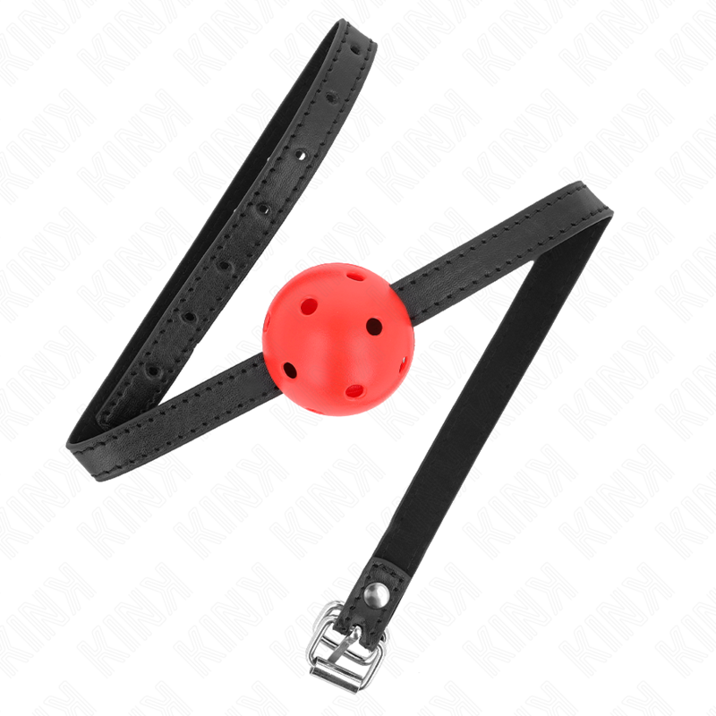 KINK - BÂILLON À BOULE SIMPLICITÉ ROUGE RESPIRANT 4,5 CM 62 x 1,5 CM KINK COLLAR & GAG