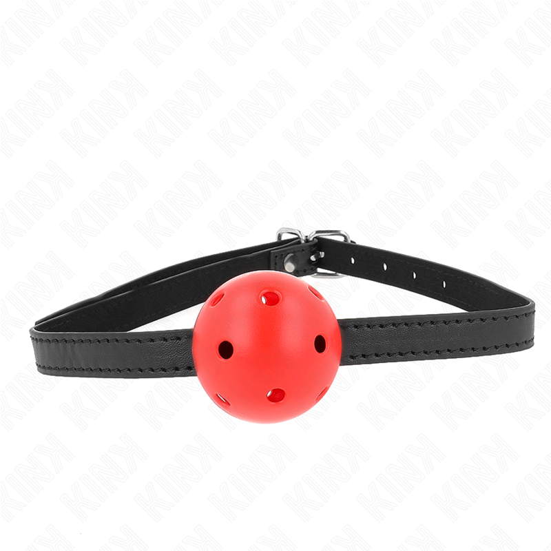 KINK - BÂILLON À BOULE SIMPLICITÉ ROUGE RESPIRANT 4,5 CM 62 x 1,5 CM KINK COLLAR & GAG