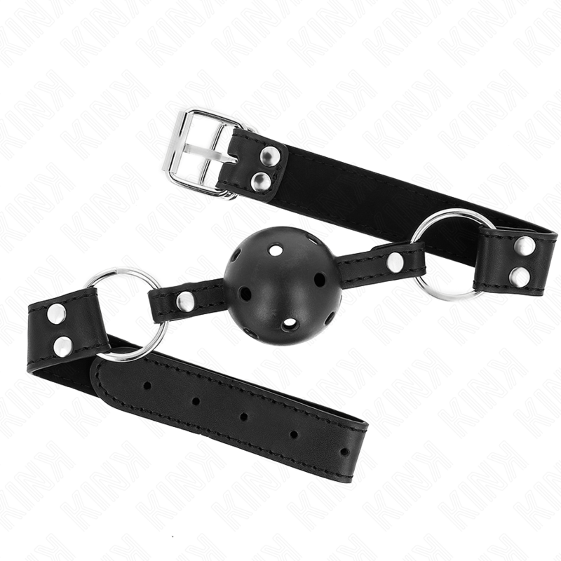 KINK - BÂTON RESPIRANT 4 CM AVEC DOUBLE RIVET MODÈLE 1 NOIR 62,5 x 2,5 CM RÉGLABLE 42-58 CM KINK COLLAR & GAG
