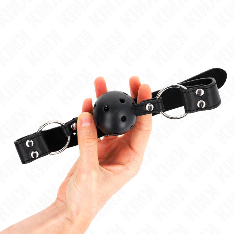 KINK - BÂTON RESPIRANT 4 CM AVEC DOUBLE RIVET MODÈLE 1 NOIR 62,5 x 2,5 CM RÉGLABLE 42-58 CM KINK COLLAR & GAG