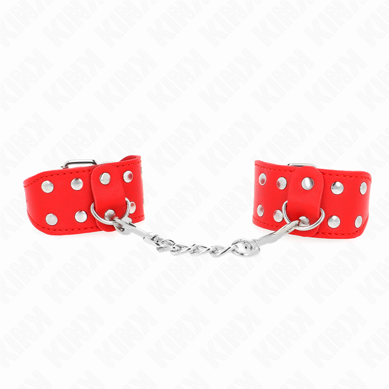 KINK - BRACELETS AVEC DOUBLE LIGNE DE CLOUS RÉGLABLES ROUGE KINK WRIST RESTRAINT