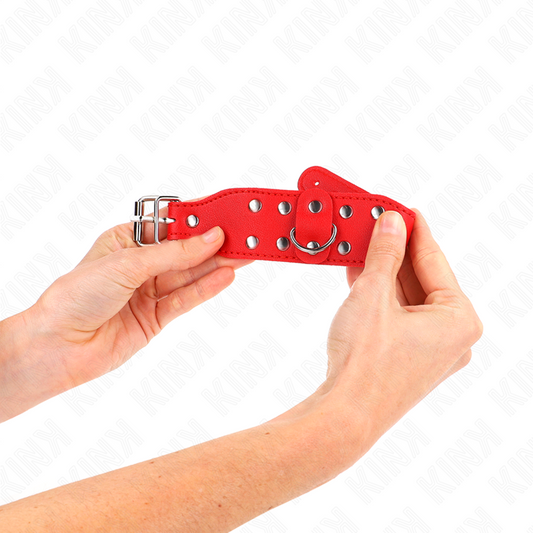 KINK - BRACELETS AVEC DOUBLE LIGNE DE CLOUS RÉGLABLES ROUGE KINK WRIST RESTRAINT