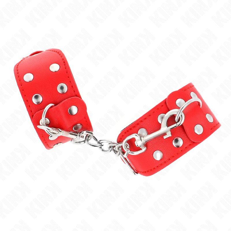 KINK - BRACELETS AVEC DOUBLE LIGNE DE CLOUS RÉGLABLES ROUGE KINK WRIST RESTRAINT