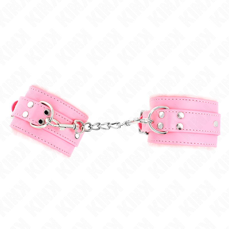 KINK - APPUI-POIGNETS DOUBLÉS DE FOURRURE ROSE AVEC CEINTURE ROSE RÉGLABLE 17-29 CM X 6 CM KINK WRIST RESTRAINT