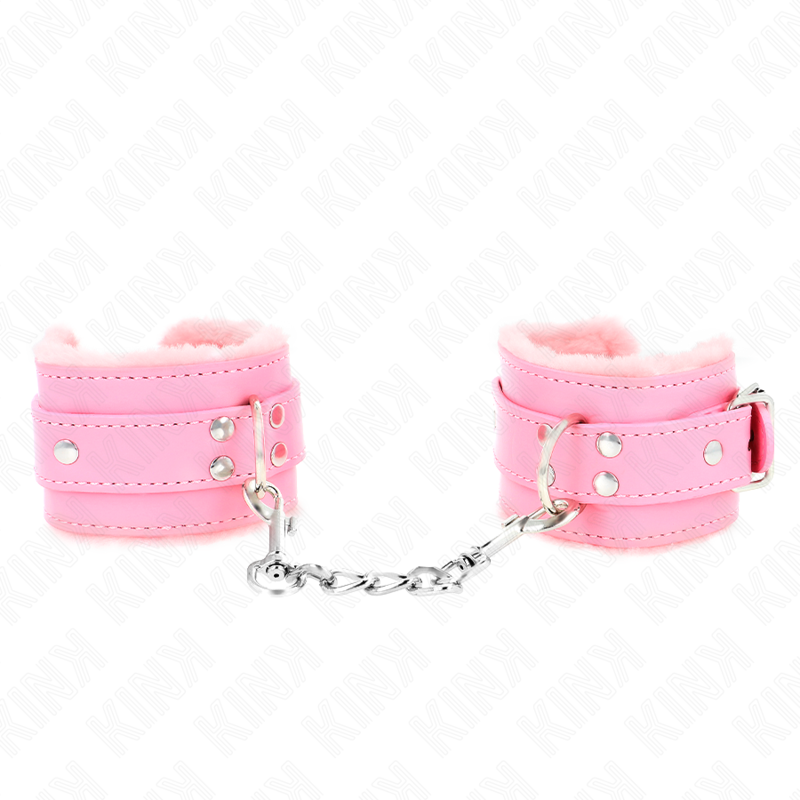 KINK - APPUI-POIGNETS DOUBLÉS DE FOURRURE ROSE AVEC CEINTURE ROSE RÉGLABLE 17-29 CM X 6 CM KINK WRIST RESTRAINT