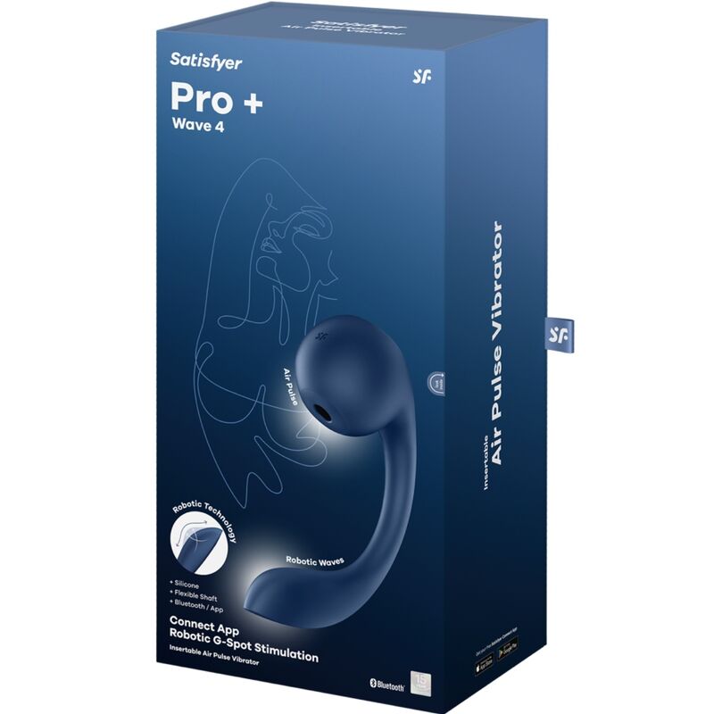 SATISFYER - PRO+ WAVE 4 STIMULATEUR POINT G ET IMPULSION D'AIR APPLICATION GRATUITE BLEU FONCÉ SATISFYER AIR PULSE